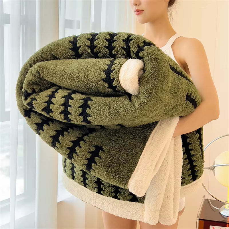 Super Soft Flannel Multifunctional Blanket Super Thick and Warm Queen Size Bed Blanket Cozy Skin-Friendly Nap Blanket Comforter